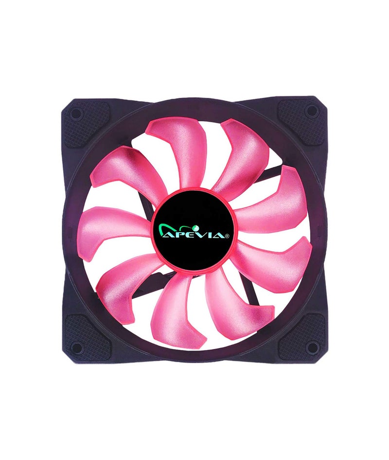 APEVIA CO312L-PK Cosmos 120mm Pink LED Ultra Silent Case Fan w/ 16 LEDs & Anti-Vibration Rubber Pads (3 Pk) - Image 3